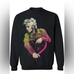 Billy Idol Gradient Photo Graphic Print Crewneck Fleece Cotton Sweatshirt Black